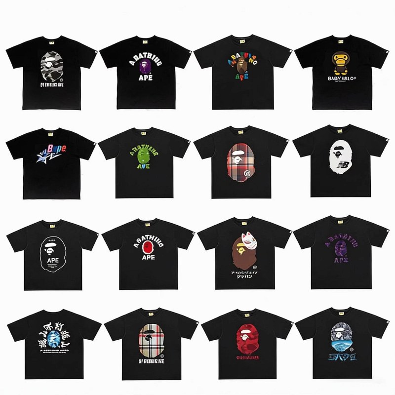 Bape Classic Monkey Print T-Shirt Collection Review: Reading Print Alignment, Collar Ribbing and Blank Weight in QC Photos
